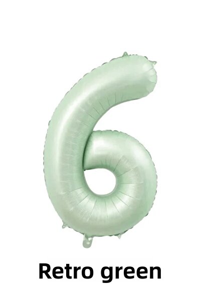 Bunloon 6 Number Balloons Retro Green Color 76 cm Birthday Party Decoration