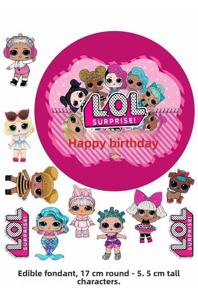 printiks Lol Doll 11 Pieces Edible Ornament Written Pastry Sugar Dough Paper Printing on Cupcake