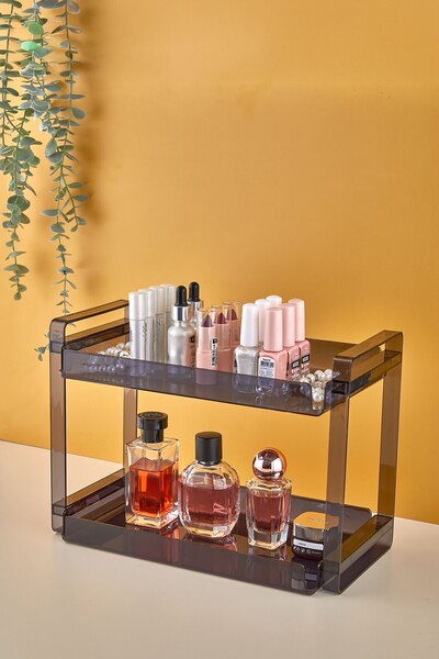 ASlife Home Two Tiers Large Hard Plastic Makeup Jewelry Organizer