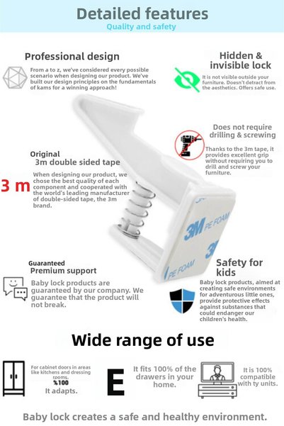 Baby Lock Child Baby Safety Set, 5 Drawer Cabinet Locks, 8 Corners and 12 Socket Protectors, 4 Door Protectors