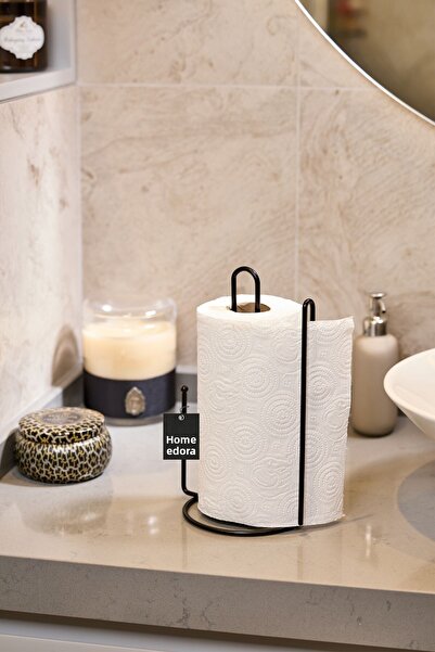 Edora Home حامل مناديل ورقية باللون الأسود مقاس 25 سم، تصميم مريح للمطبخ - مع...