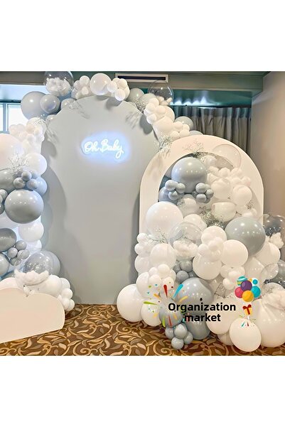 Organizasyon Pazarı مجموعة من 60 سلسلة بالونات دخان-أبيض-شفاف