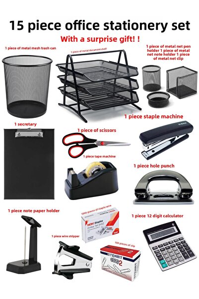 Dağtaş Kırtasiye مجموعة أدوات مكتبية مكونة من 15 قطعة مجموعة أدوات مكتبية لسطح المكتب