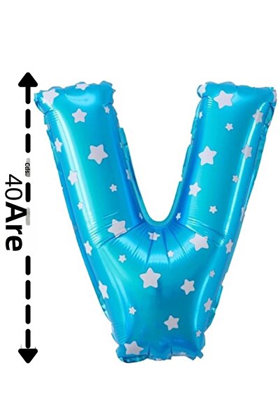ELGALA بالون فويل حرف V هيليوم 40 سم لون أزرق