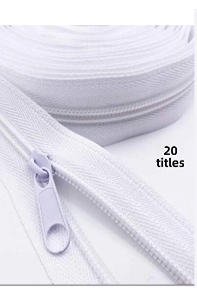 Kezban Tekstil 10 μέτρα Λευκό φερμουάρ 20 κεφαλές