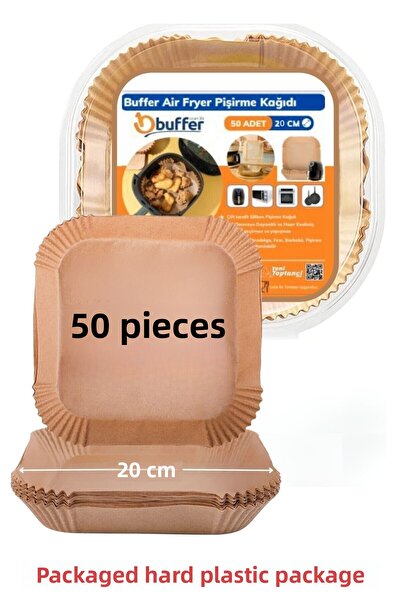 Buffer ® 50 Pieces of Air Fryer Cooking Paper Disposable Oil-Proof Non-Stick Square Plate Model