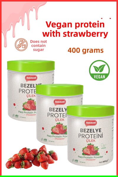 Sweetwell مسحوق بروتين البازلاء النباتي بنكهة الفراولة 400 جرام