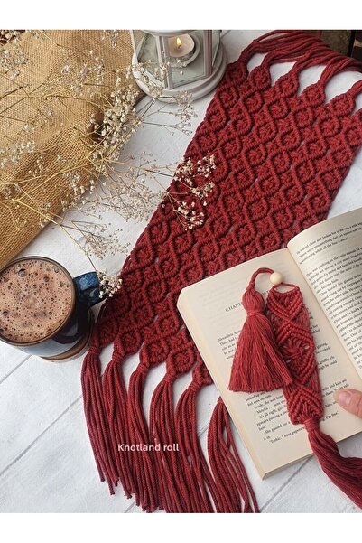 ARTTMACRAME Μακραμέ Ράνερ Κόκκινο (με δώρο σελιδοδείκτη)
