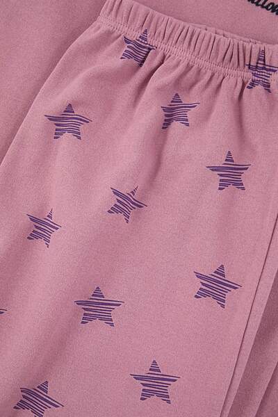 Trendyol Curve Σετ πιτζάμες με στάμπα Dusty Rose Star TBBAW26AI00045