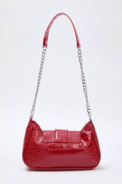 TRENDYOL SHOES Rote Trocley Damen-Umhängetasche mit Krokodilmuster und Schnalle TAKSS25OC00010Bag