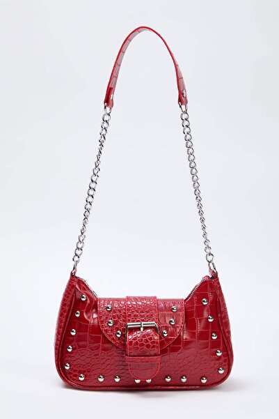 TRENDYOL SHOES Rote Trocley Damen-Umhängetasche mit Krokodilmuster und Schnalle TAKSS25OC00010Bag