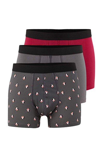 Trendyol Collection Multicolored 3-Pack Patterned/Solid Cotton Boxer Tmnaw25Bx00009