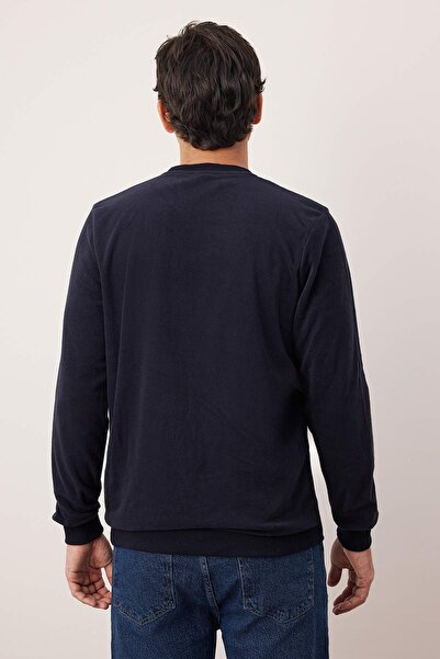 Trendyol Collection Navy Blue Regular/Normal Fit Fleece Crew Neck Sweatshirt/Pajama Top Tmnaw26Sw00033