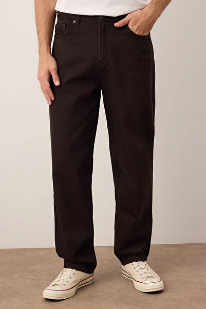 Trendyol Collection Кафяви широки дънки Baggy Bol Kesim Jeans Kot PantolonTMNAW24JE00027