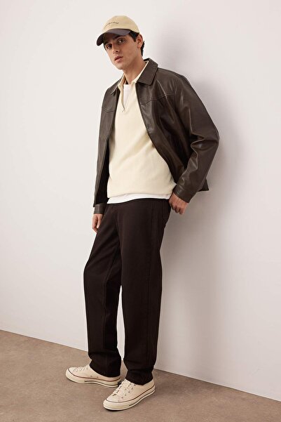 Trendyol Collection Καφέ φαρδύ τζιν παντελόνιTMNAW24JE00027