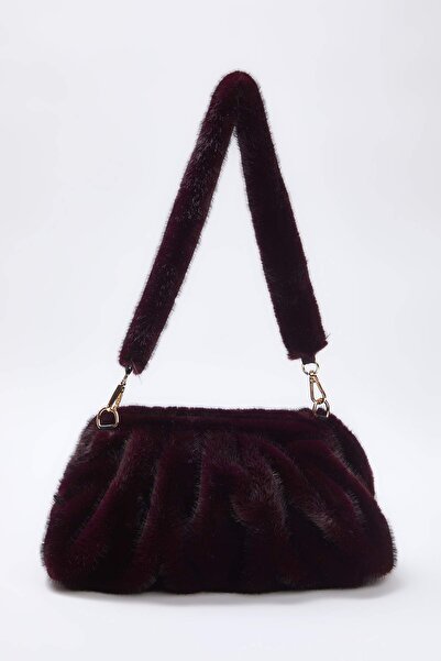 TRENDYOL SHOES Geantă de umăr pentru femei din blană artificială prune TAKAW26OC00070