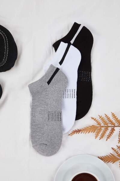 Trendyol Collection Multi Color Unisex 3 Pairs Bamboo Trainer Sweat-Absorbent Breathable Short Sports Socks Tmnaw26Co00002