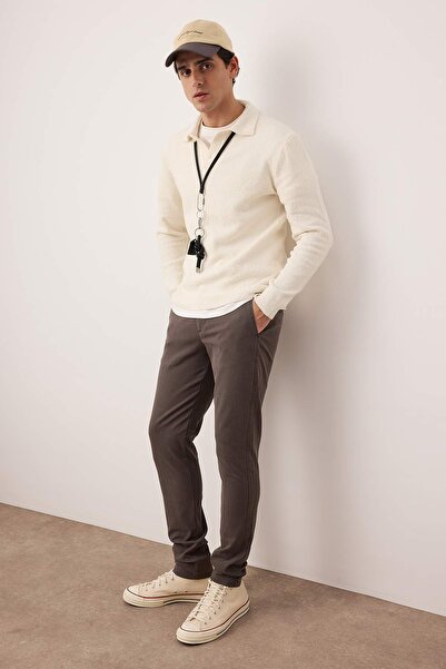 Trendyol Collection Brown Regular Fit Textured Comfortable Men's Trousers Tmnaw26Pl00007