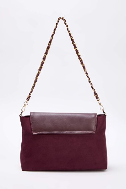 TRENDYOL SHOES Burgundy Chain Women's Shoulder Bag Takaw26Oc00060