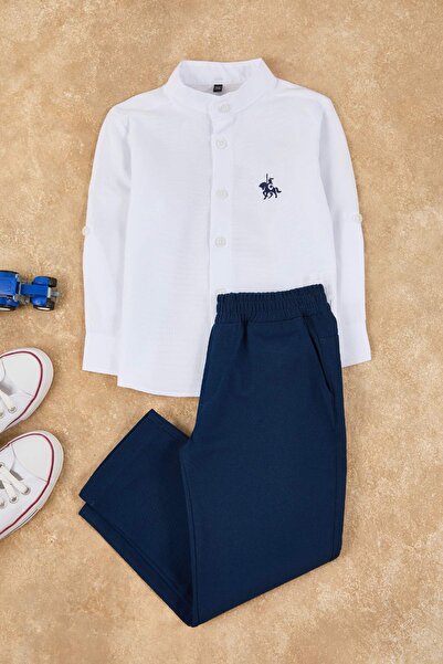 TRENDYOLKIDS طقم علوي وسفلي محبوك باللون الأبيض TKDSS25AU00044