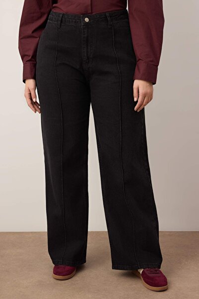 Trendyol Curve Ανθρακί τζιν φαρδύ κομμένο με ψηλή μέση TBBAW23CJ00013