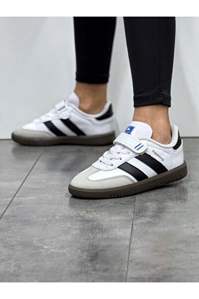 homiro Pantofi sport impermeabili cu șireturi cu velcro pentru copii - alb negru