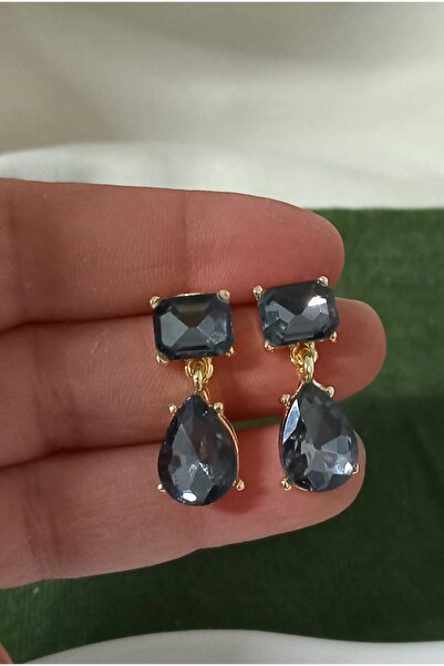 mos&more Anthracite Gray Stone Drop Stylish Women's Earrings