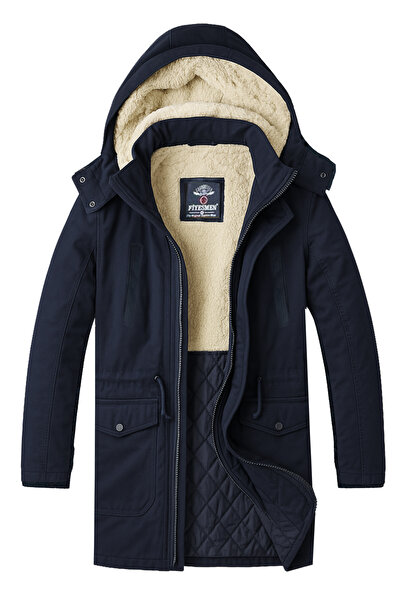 alaska the last frontier Slim Fit Çıkarılabilir Kapüşonlu Gabardin Uzun Parka Kaban