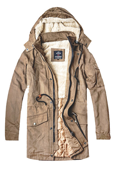 alaska the last frontier Slim Fit Kalın Kürklü Parka Kaban