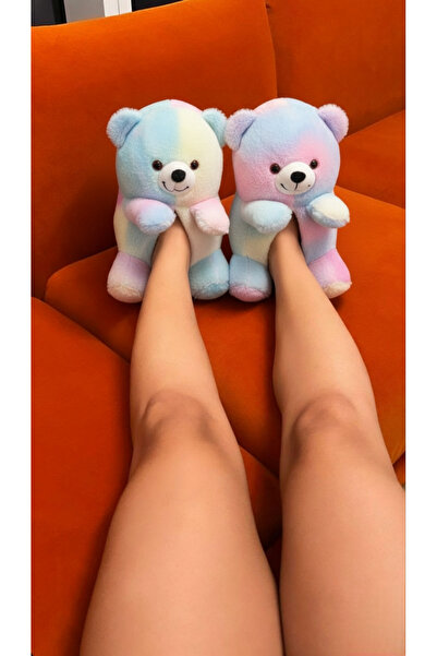 Pufyzoo Kadin Panduf Renkli Ayicik Ev Terligi
