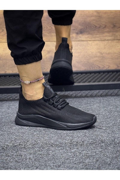 homiro Tricotaj cu șireturi Pantofi sport unisex-Negri