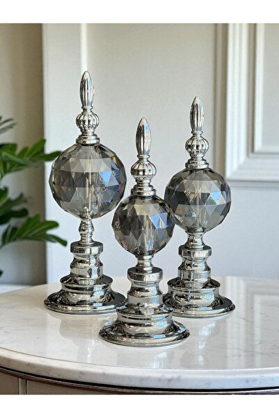 ArzzHome 3'lü Dekoratif Alem Renkli Dekorlu Kristal Top Küre & Obje