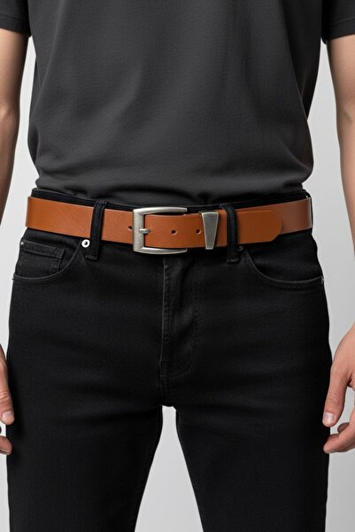 Gesa Curea pentru bărbați din piele naturală 100% cu cataramă placată cu tabl...