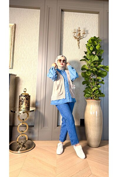 BEBE PLUS TRİKO DENIM GÖMLEK