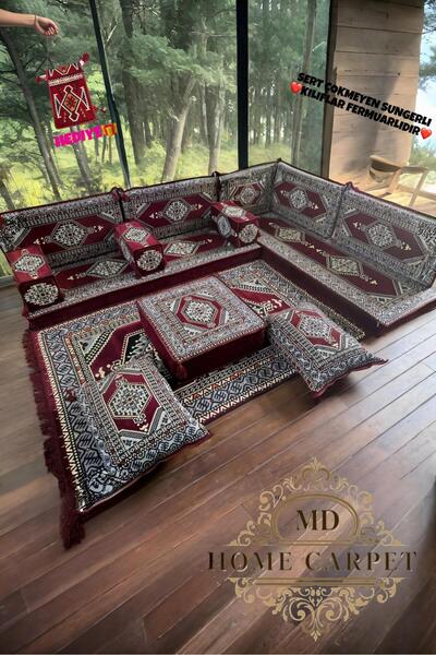mdhomecarpet Şark Köşesi Takımı %100 Yerli Üretim | Özel Dokuma Kumaş | 10 cm...