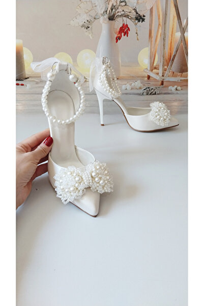 Modavien Kadın 11 cm incili gelin ayakkabısı