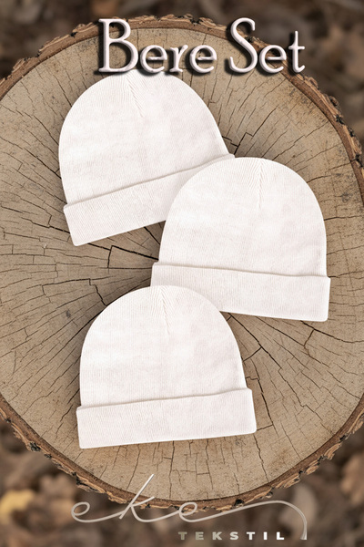 Eke Tekstil Унісекс складні білі, білі та білі 3-комплект шапок