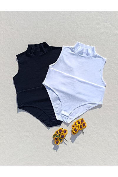 siyalife Γυναικείο κορμάκι με μαύρο ζιβάγκο με κουμπώματα, 2 τεμάχια