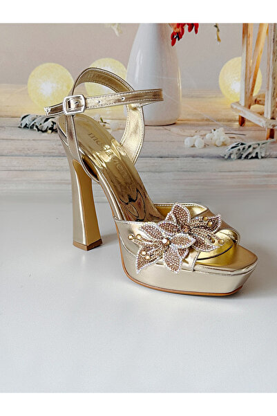 Modavien Kadın 13 Cm Platform gümüş taşlı ayakkabı