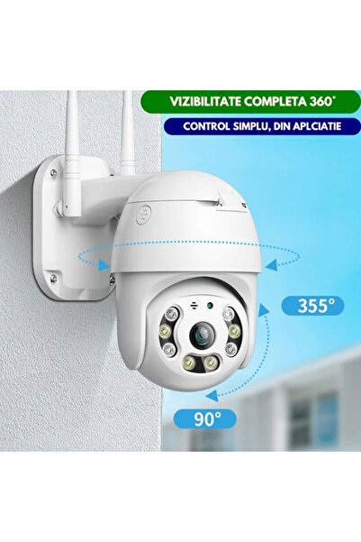 hoffmans Camera WiFi HD Exterior, Lentila Rotativa, Alarma, Notificare pe Telefon