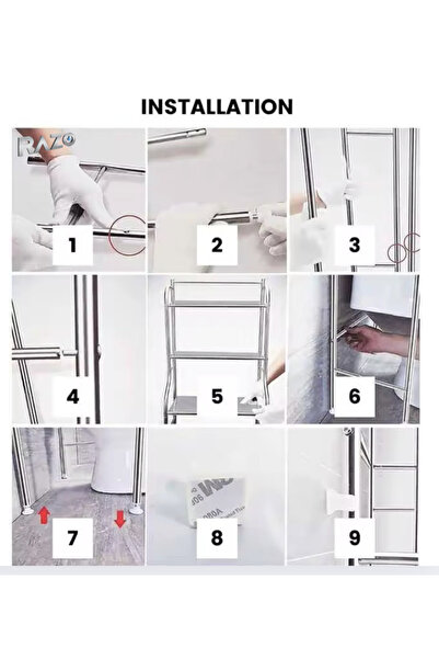 Sultan Metal Washing Machine Shelf with 3 Shelves, SULTAN@ Multifunctional for Bathroom, White