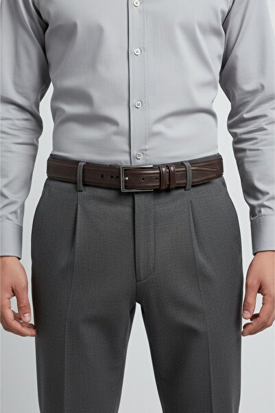 Gesa حزام رجالي من الجلد الصناعي بنمط كلاسيكي مقاس 3.5 سم