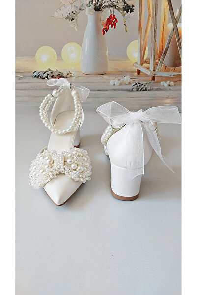 Modavien Women's 5 cm Bow Pearl Bridal Shoes