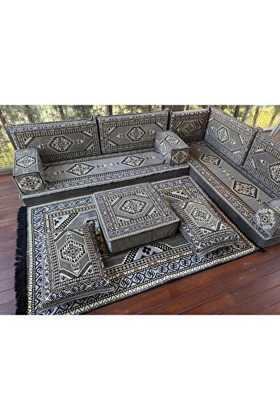 mdhomecarpet Şark Köşesi Takımı %100 Yerli Üretim | Özel Dokuma Kumaş | 10 cm Çökmeyen Sünger Minder