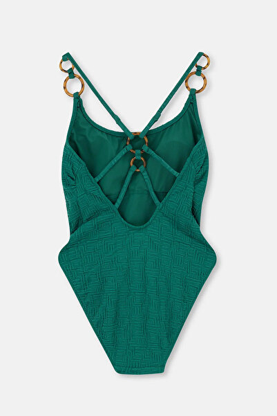 Eros Dark Green U-Neck Swimsuit