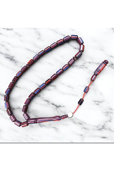 İnan Tesbih سبحة موديل مميز من خشب الكافور بقطع كبسولي بلون أزرق بوردو