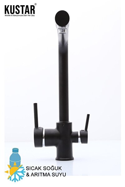 KUSTAR Black Purification Outlet Kitchen Sink Faucet with 3-Way Purification and 2-Year Warranty