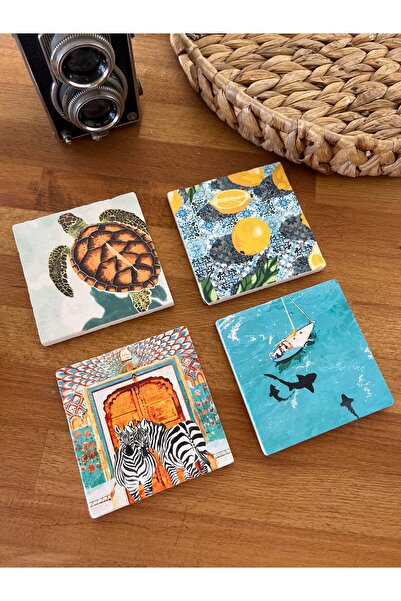 arslart طقم قواعد زجاجية منقوشة مستوحاة من ورشة عمل الطبيعة مكونة من 4 قطع من...