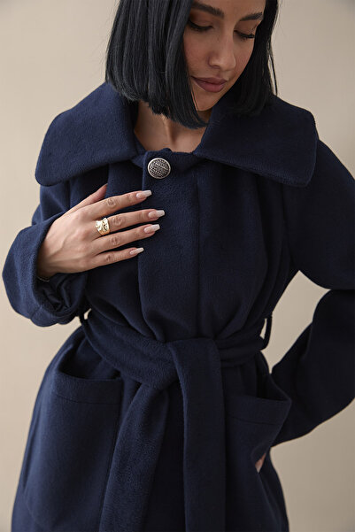 InStyle Короткий пальто з підкладкою, синій, з ґудзиками