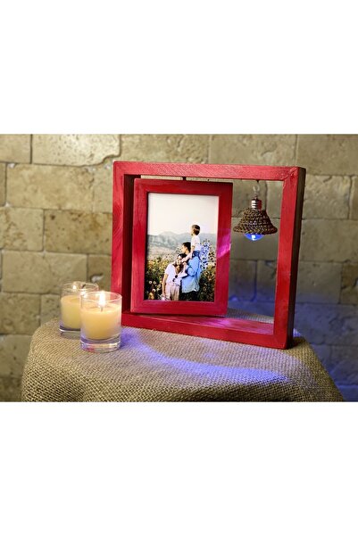 AHŞAPTAN SANAT Ahşap Dönen Fotoğraf Çerçevesi Işıklı